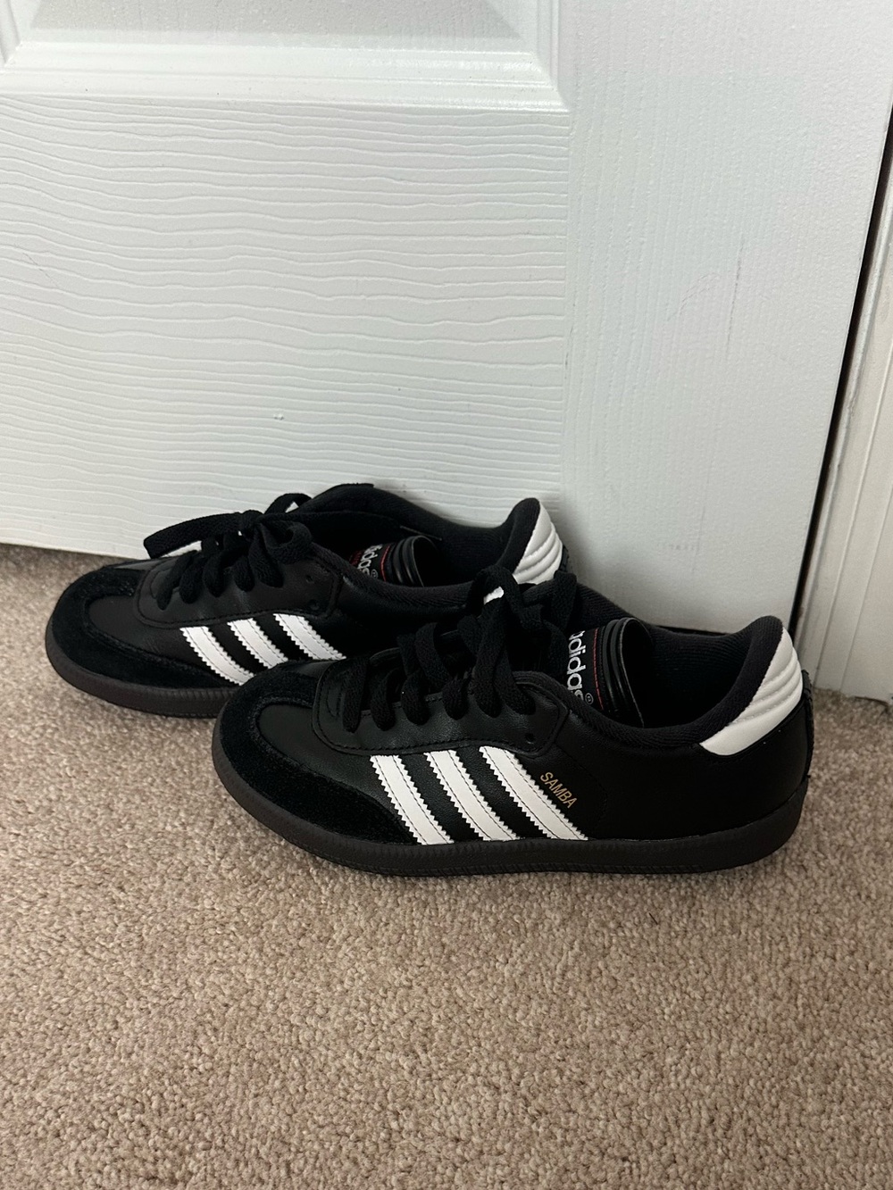 adidas Kids Samba Black with White Stripes